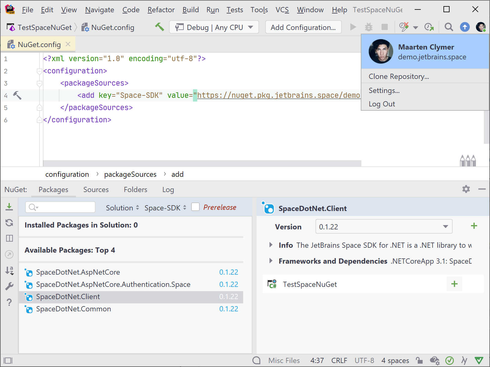 Rider NuGet Credential Provider For JetBrains Space Private ...